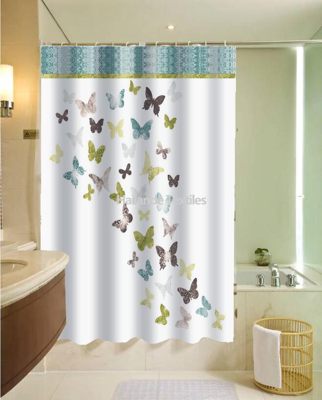 Butterfly Waterproof Printed shower curtain