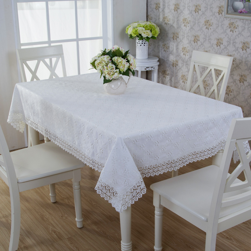 white Lace Table Cloth with embroidery fabric