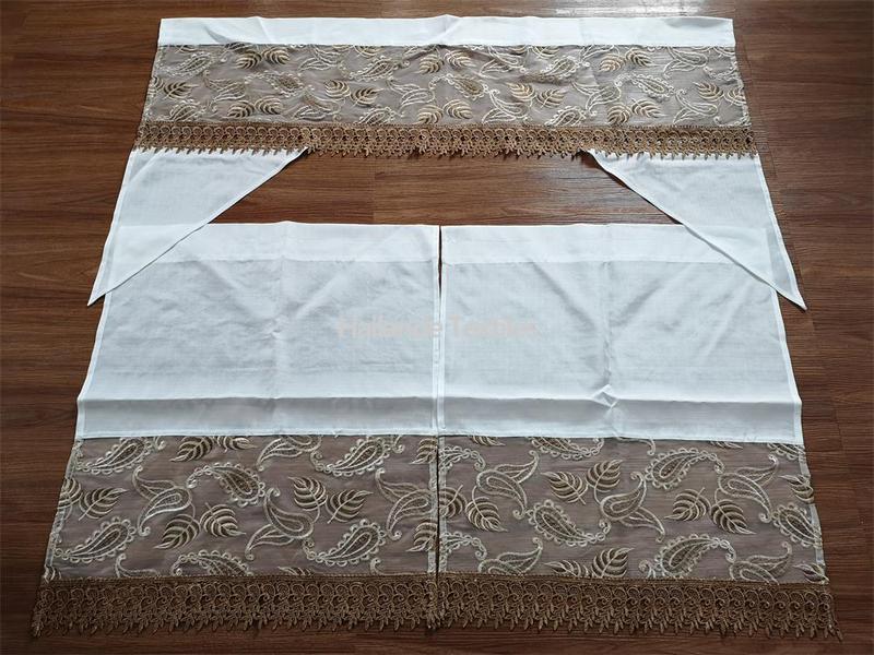 manufacturer of embroidery Kitchen Curtain with lace