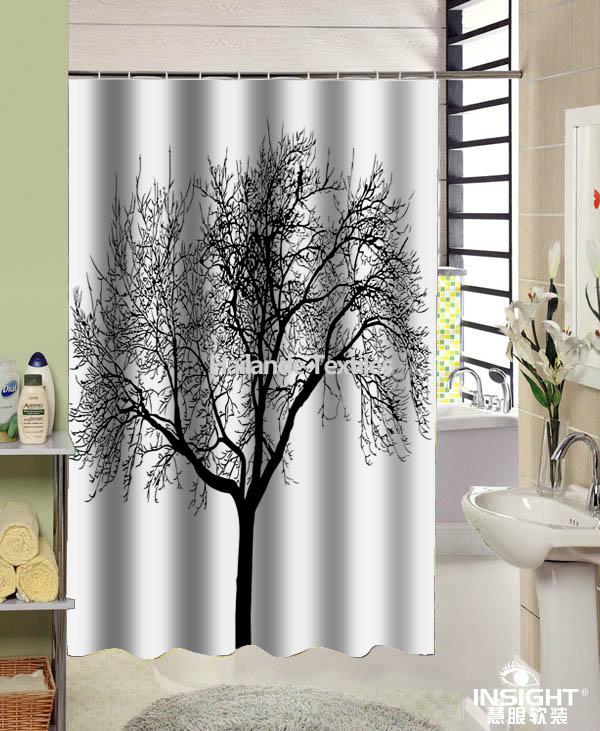 Grey tree Printed shower curtain - COPY